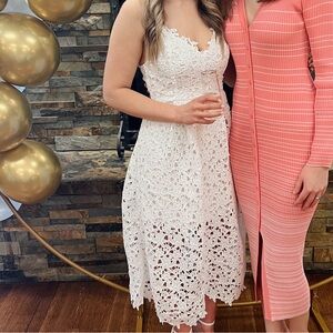 White lace midi dress